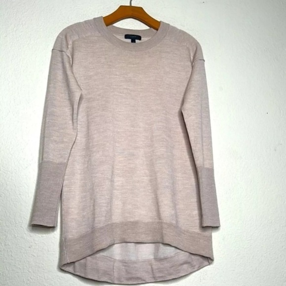 J. Crew Merino Wool High Low Hem Oversized Tunic Sweater High Low Beige Size XS - Picture 2 of 15
